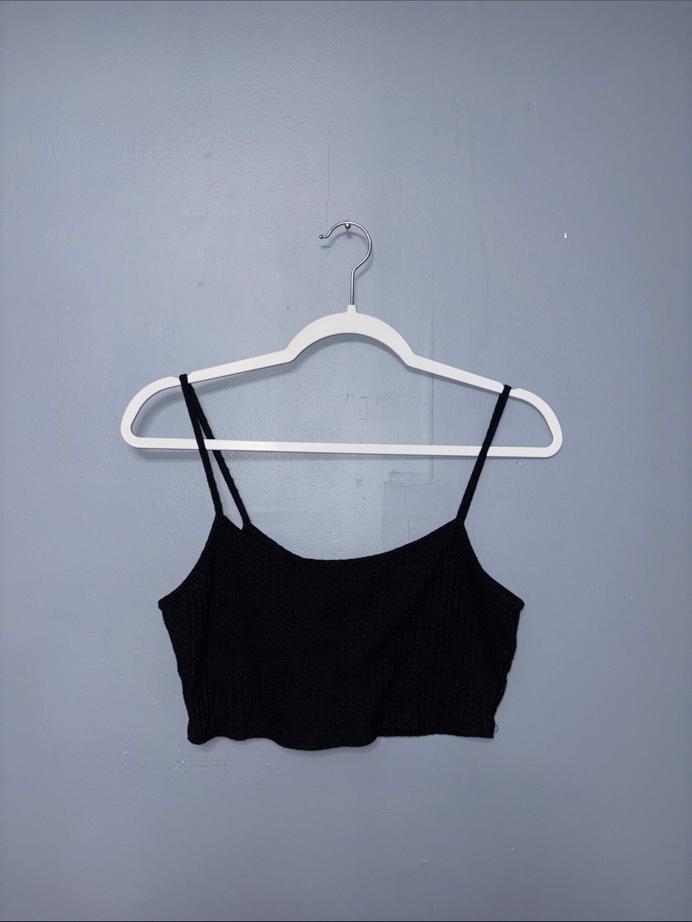 SHEIN • Black Waffle Crop TankTop